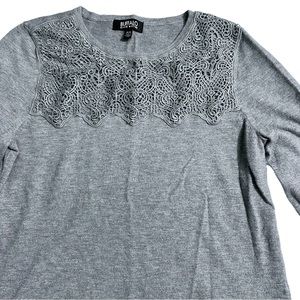 BUFFALO David Bitton Crew Neck Lace Yoke Lightweight Long Sleeve Sweater…
